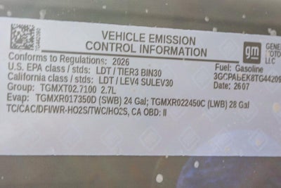 2026 Chevrolet Silverado 1500 Crew Cab Short Box 2-Wheel Drive Custom
