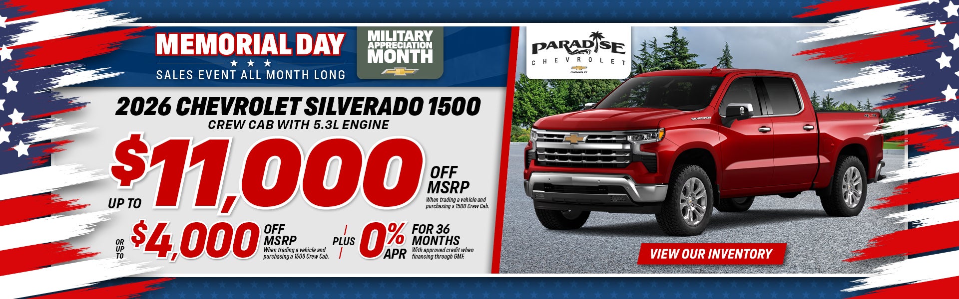 2026 Chevy Silverado 1500 Crew Cab with 5.3L engine